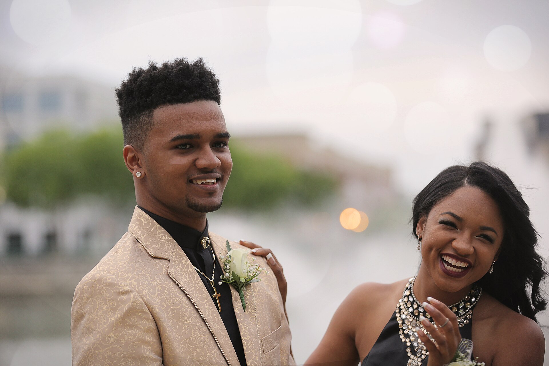 Couple on a bright outdoor date